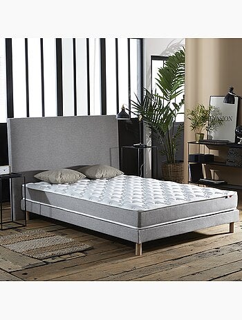 Ensemble matelas mousse réversible sommier bleu 90x190