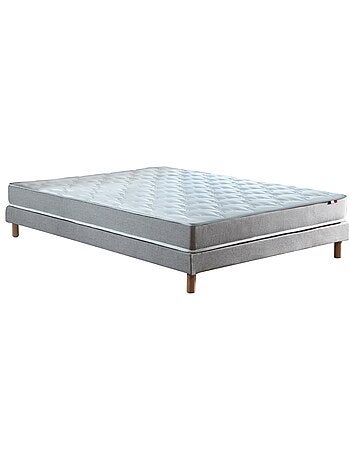 Ensemble matelas mousse réversible sommier bleu 90x190