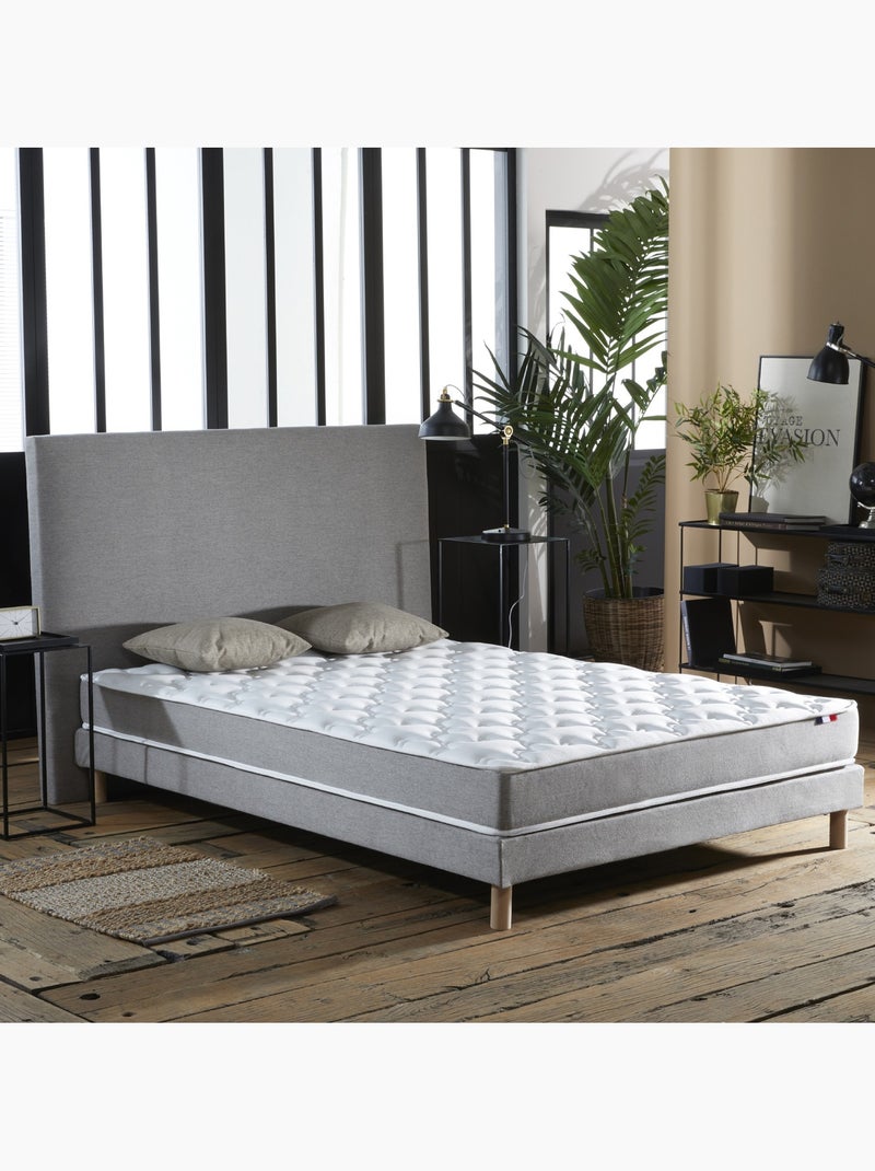 Ensemble matelas mousse réversible sommier gris chiné 140x190 Blanc Gris - Kiabi