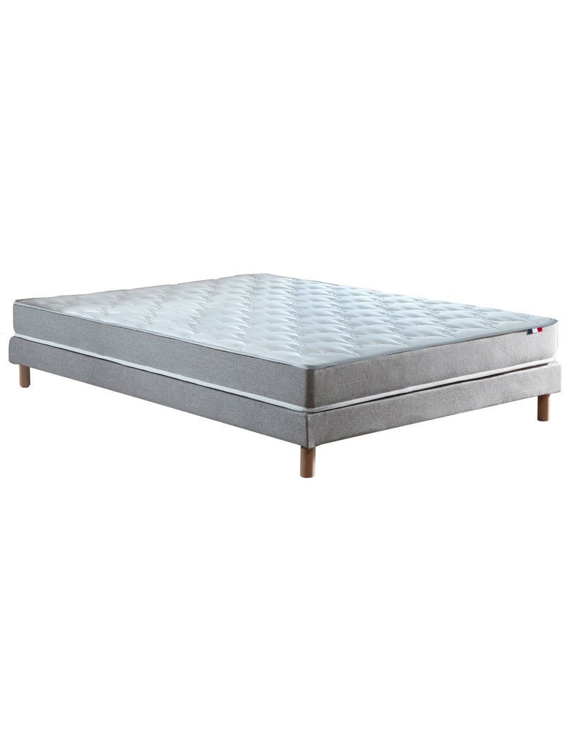 Ensemble matelas mousse réversible sommier gris chiné 140x190 Blanc Gris - Kiabi
