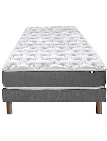 Ensemble matelas mousse réversible sommier bleu 90x190