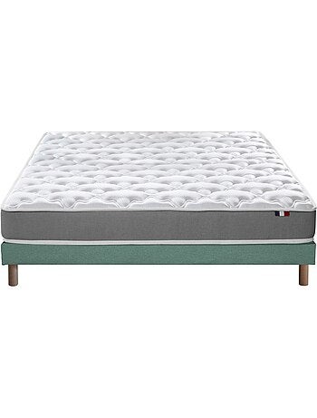 Ensemble matelas mousse réversible sommier bleu 90x190
