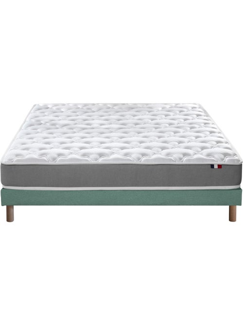 Ensemble matelas mousse réversible sommier vert céladon 140x190 - Kiabi