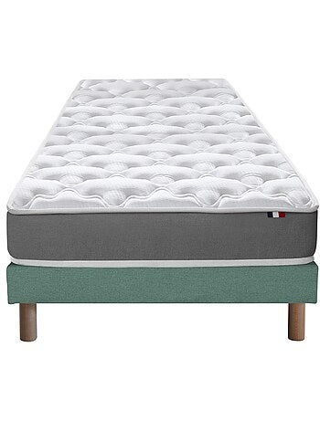 Ensemble matelas mousse réversible sommier bleu 90x190