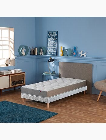 Ensemble Matelas Mousse réversible STRATUS + Sommier Made in France , Sommier Bleu denim