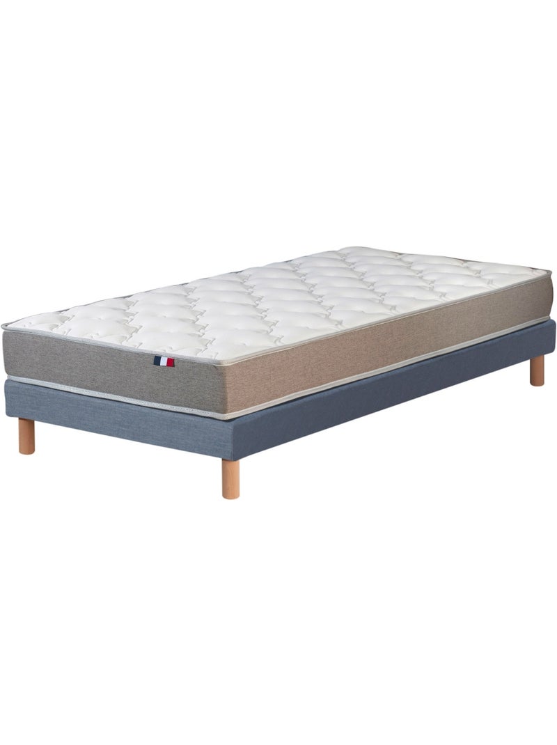 Ensemble Matelas Mousse réversible STRATUS + Sommier Made in France , Sommier Bleu denim Blanc Bleu - Kiabi