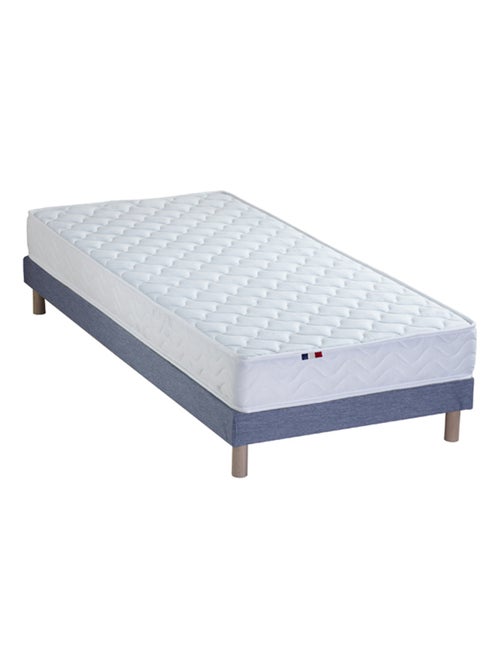 Ensemble Matelas Mousse réversible STRATUS + Sommier Made in France , Sommier Bleu denim - Kiabi