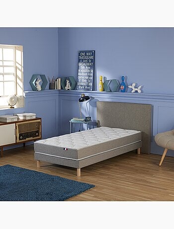 Ensemble Matelas Mousse réversible STRATUS + Sommier Made in France , Sommier Bleu denim