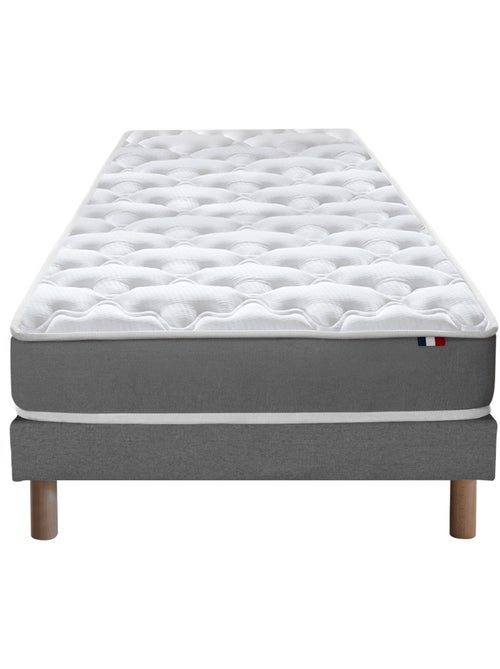 Ensemble Matelas Mousse réversible STRATUS + Sommier Made in France , Sommier Gris chiné - Kiabi