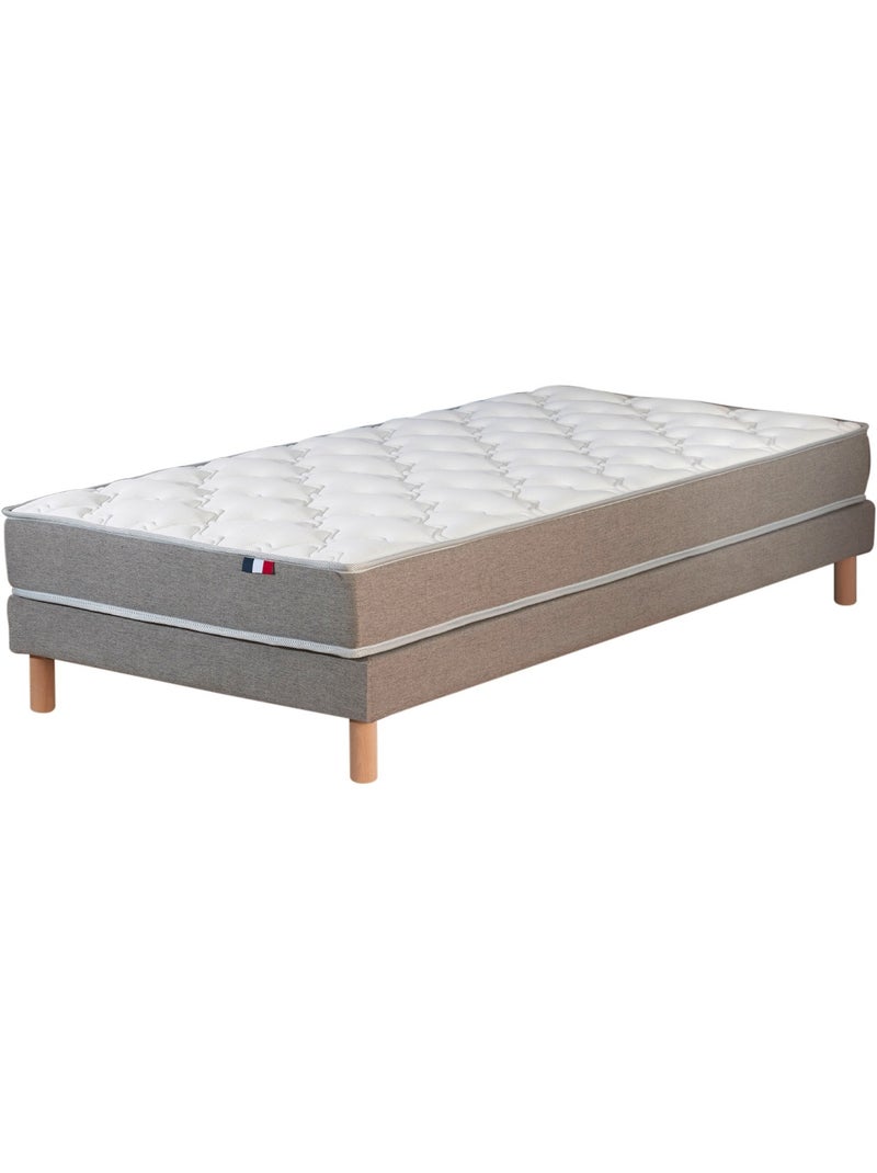 Ensemble Matelas Mousse réversible STRATUS + Sommier Made in France , Sommier Gris chiné Blanc Gris - Kiabi
