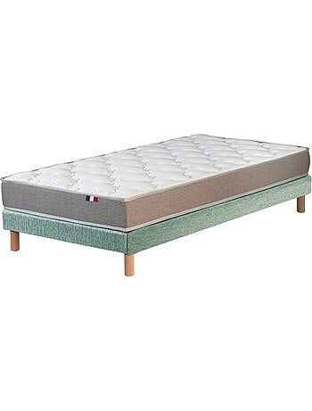 Ensemble Matelas Mousse réversible STRATUS + Sommier Made in France , Sommier Bleu denim