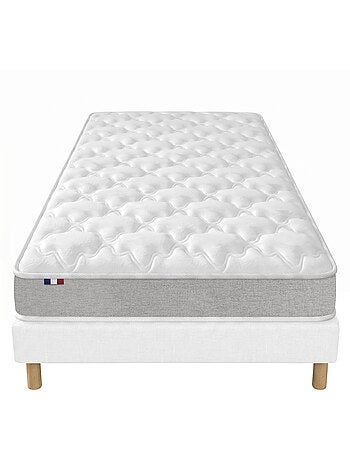 Ensemble matelas mousse sommier déco blanc
