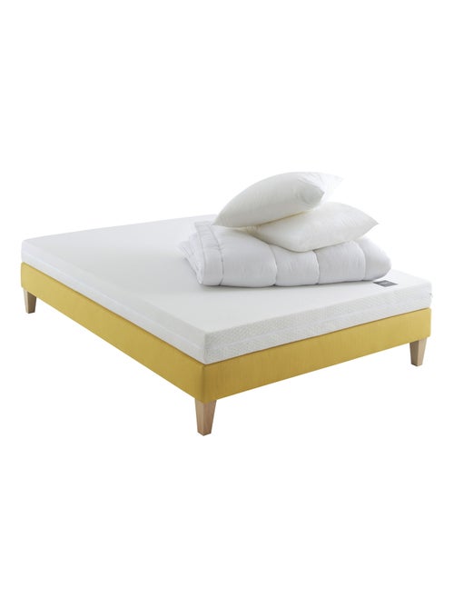 Ensemble matelas mousse, sommier, pieds, couette et oreiller Aurore 100 - Kiabi