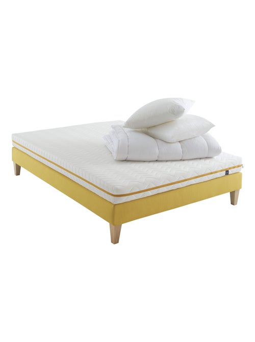Ensemble matelas mousse, sommier, pieds, couette et oreiller Aurore 200 - Kiabi
