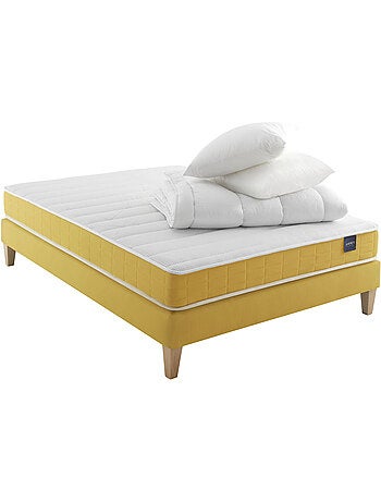 Ensemble matelas mousse, sommier, pieds, couette et oreiller Aurore 400