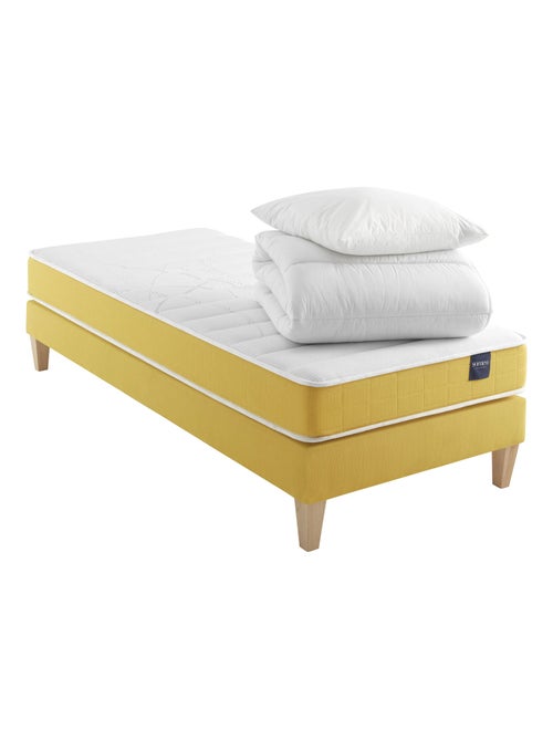Ensemble matelas mousse, sommier, pieds, couette et oreiller Aurore 400 - Kiabi