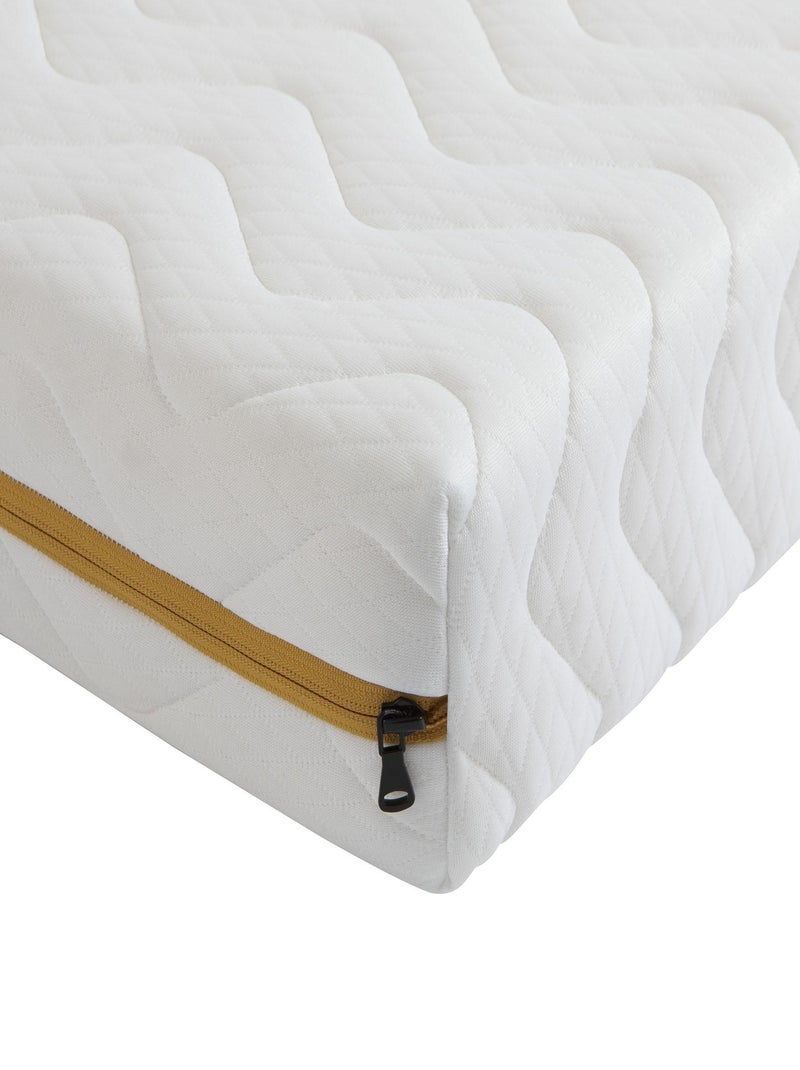 Ensemble matelas mousse, sommier, pieds, tête de lit, couette et oreiller Aurore 200 Blanc - Kiabi