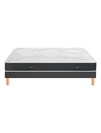 Ensemble matelas nano 5 zones SMART REPAIR, sommier MEDIANO gris fumé et pieds