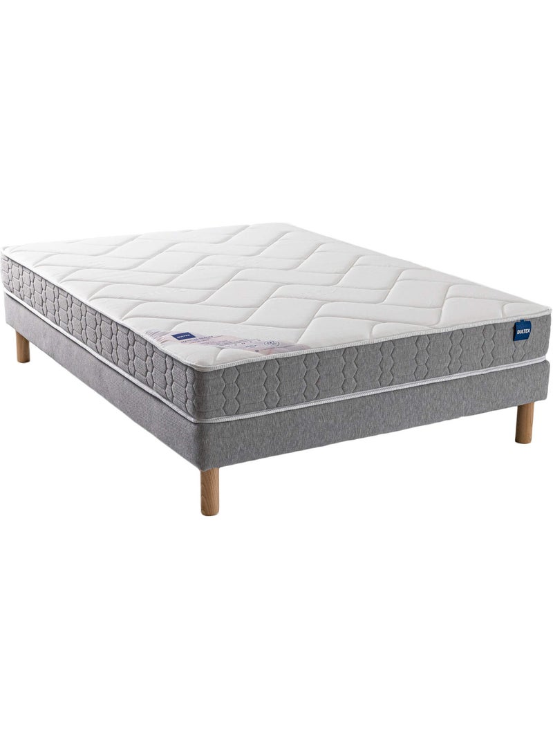 Ensemble matelas nano confort ferme TRACKY, sommier VIGOROSO et pieds Blanc - Kiabi