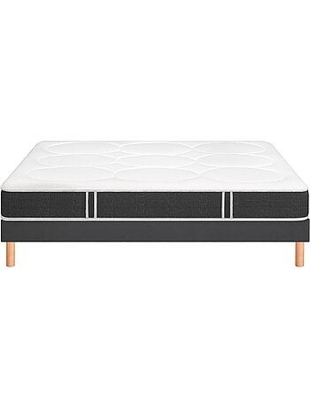 Ensemble matelas nano et mémoire de forme comforting, sommier vigoroso gris fumé et pieds