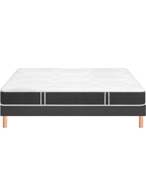 Ensemble matelas nano et mémoire de forme comforting, sommier vigoroso gris fumé et pieds - Kiabi