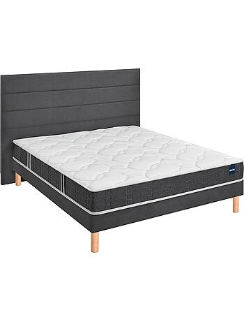 Ensemble matelas nano et mousse bodysoft ESSENTIAL, sommier Vigoroso gris fumé et pieds