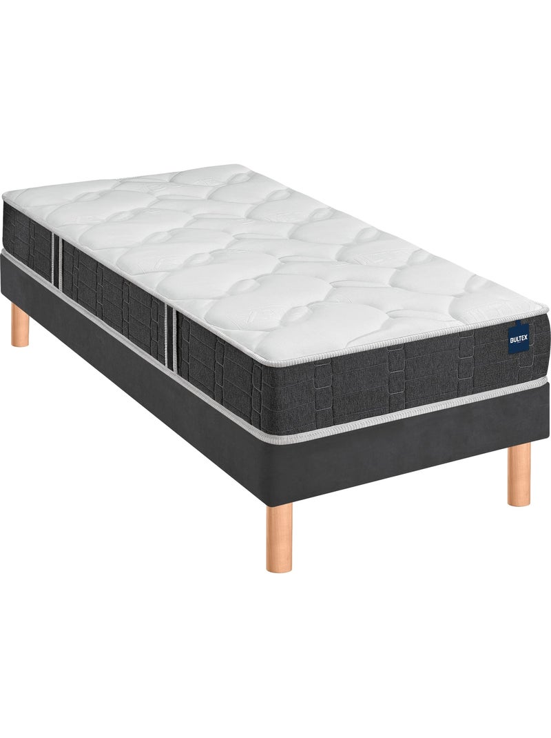 Ensemble matelas nano et mousse bodysoft ESSENTIAL, sommier Vigoroso gris fumé et pieds Blanc - Kiabi