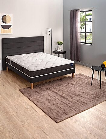 Ensemble matelas nano et mousse de confort SO GOOD, sommier Vigoroso gris fumé et pieds
