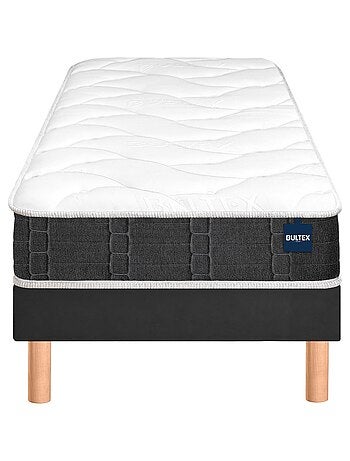 Ensemble matelas nano et mousse de confort SO GOOD, sommier Vigoroso gris fumé et pieds