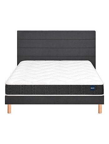 Ensemble matelas nano et mousse de confort SO GOOD, sommier Vigoroso gris fumé et pieds
