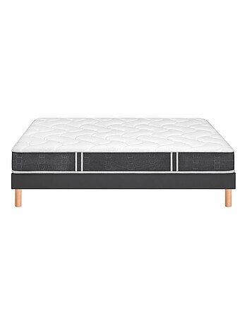 Ensemble matelas nano et mousse de confort SO GOOD, sommier Vigoroso gris fumé et pieds