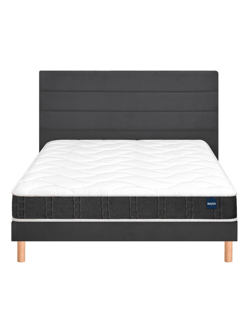 Ensemble matelas nano et mousse de confort SO GOOD, sommier Vigoroso gris fumé et pieds Blanc - Kiabi