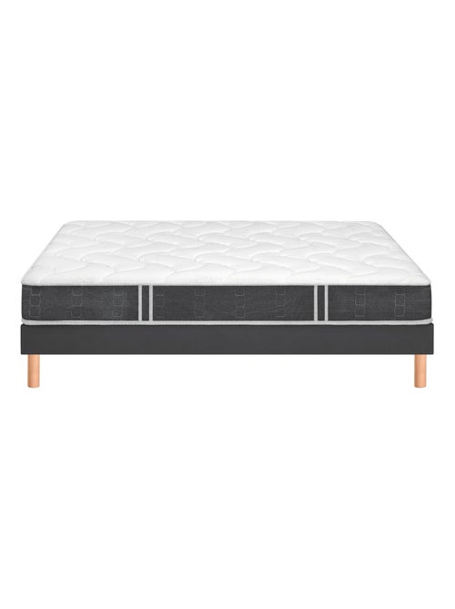 Ensemble matelas nano et mousse de confort SO GOOD, sommier Vigoroso gris fumé et pieds - Kiabi
