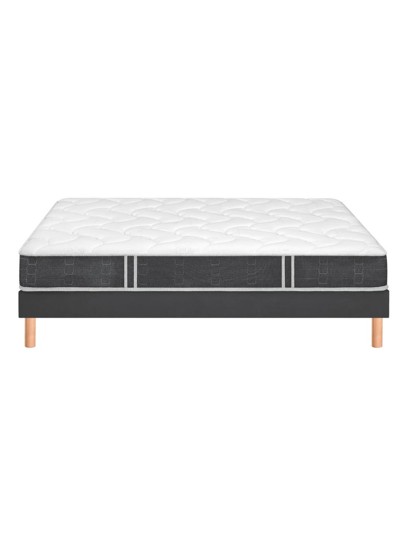 Ensemble matelas nano et mousse de confort SO GOOD, sommier Vigoroso gris fumé et pieds Blanc - Kiabi