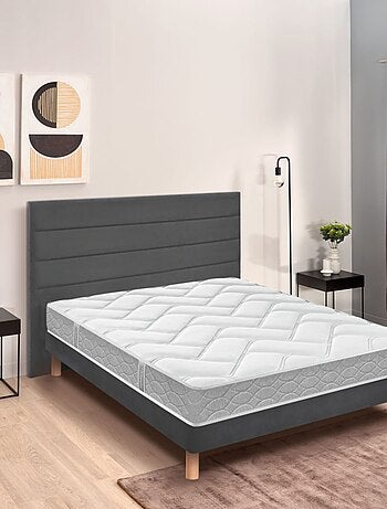 Ensemble matelas nano REGULAR, sommier VIGOROSO gris fumé et pieds