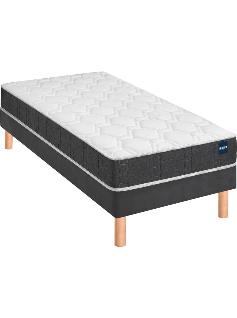 Ensemble matelas nano REGULAR, sommier VIGOROSO gris fumé et pieds Blanc - Kiabi