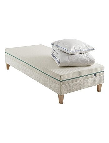Ensemble matelas naturel latex naturel, sommier, pieds, couette et oreiller Aube 200