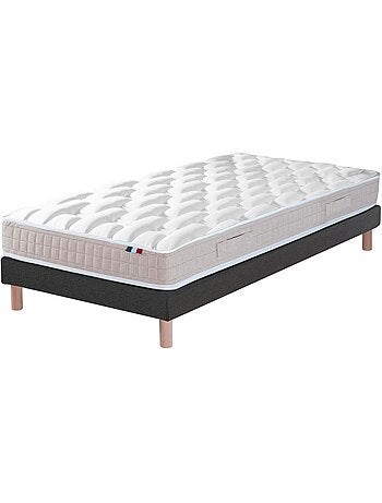 Ensemble matelas latex 100% 5 zones sommier bleu 90x190