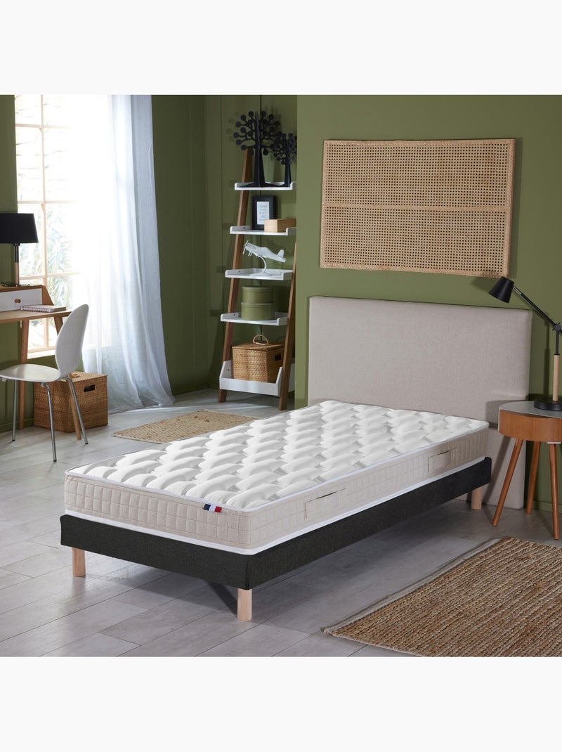 Ensemble matelas ORIGINEL latex 100% 5 zones sommier noir 80x200 gris anthracite - Kiabi