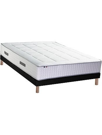 Ensemble matelas 2 ressorts 7 zones sommier bleu 160x200