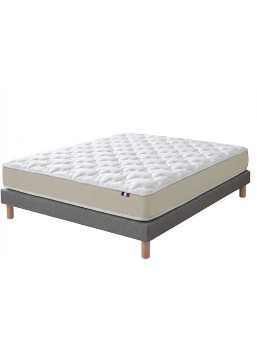 Ensemble matelas polylatex 80 kg/m3 et sommier tapissier gris - Kiabi