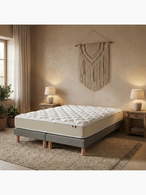 Ensemble matelas polylatex 80 kg/m3 et sommier tapissier gris - Kiabi