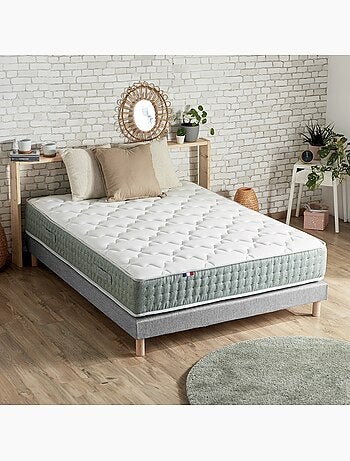 Ensemble + matelas Ressort 7 zones Face Hiver/Eté différente HYGGE - 160 x 200 cm, Gris chiné