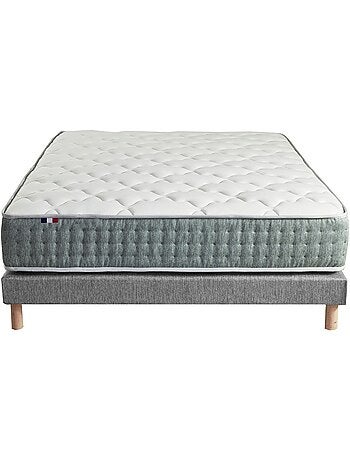 Ensemble + matelas Ressort 7 zones Face Hiver/Eté différente HYGGE - 160 x 200 cm, Gris chiné