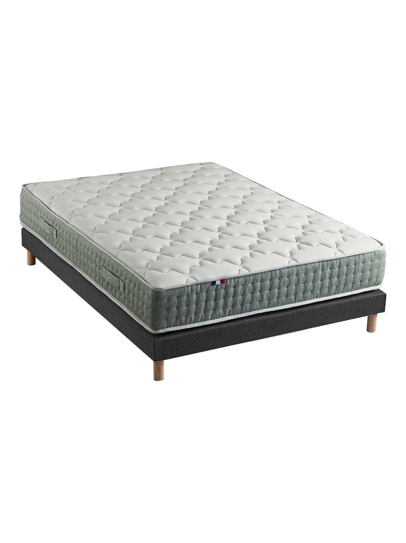 Ensemble + matelas Ressort 7 zones Face Hiver/Eté différente HYGGE - 160 x 200 cm, Noir Blanc Vert - Kiabi