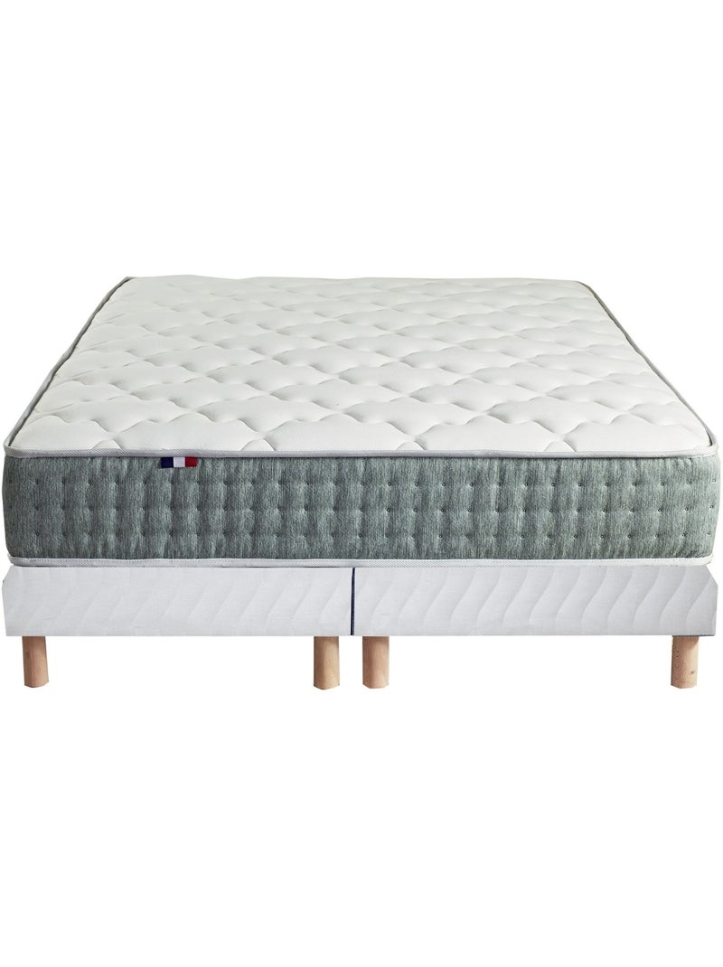 Ensemble + matelas Ressort 7 zones Face Hiver/Eté différente HYGGE Fabriqué en France - Blanc Blanc Vert - Kiabi