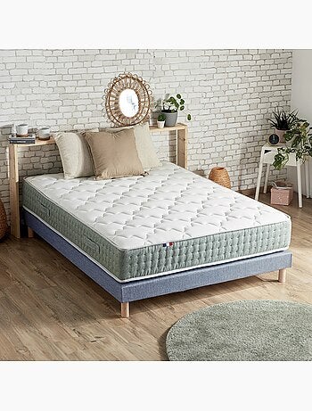 Ensemble + matelas Ressort 7 zones Face Hiver/Eté différente HYGGE Fabriqué en France - Blanc