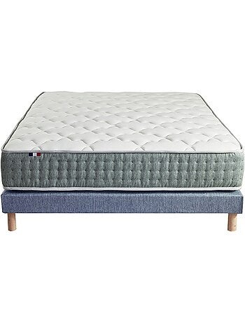 Ensemble + matelas Ressort 7 zones Face Hiver/Eté différente HYGGE Fabriqué en France - Blanc
