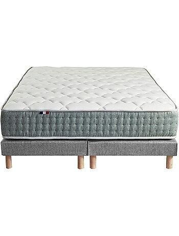 Ensemble + matelas Ressort 7 zones Face Hiver/Eté différente HYGGE Fabriqué en France - Blanc