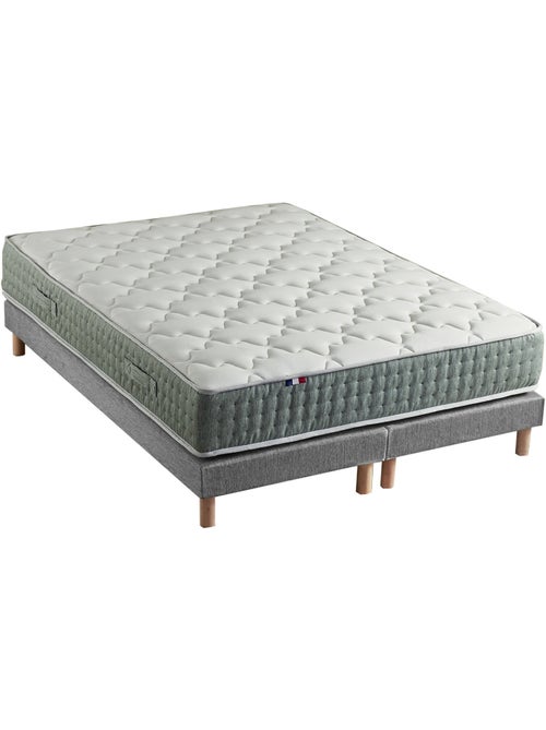 Ensemble + matelas Ressort 7 zones Face Hiver/Eté différente HYGGE Fabriqué en France - Gris chiné - Kiabi Ensemble + matelas Ressort 7 zones Face Hiver/Eté différente HYGGE Fabriqué en France - Gris chiné - Kiabi